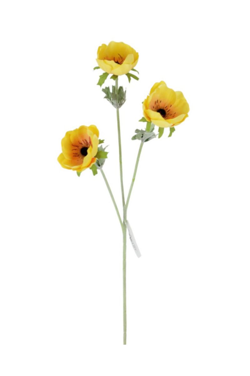 Faux Anemone Spray X3 24" Yellow