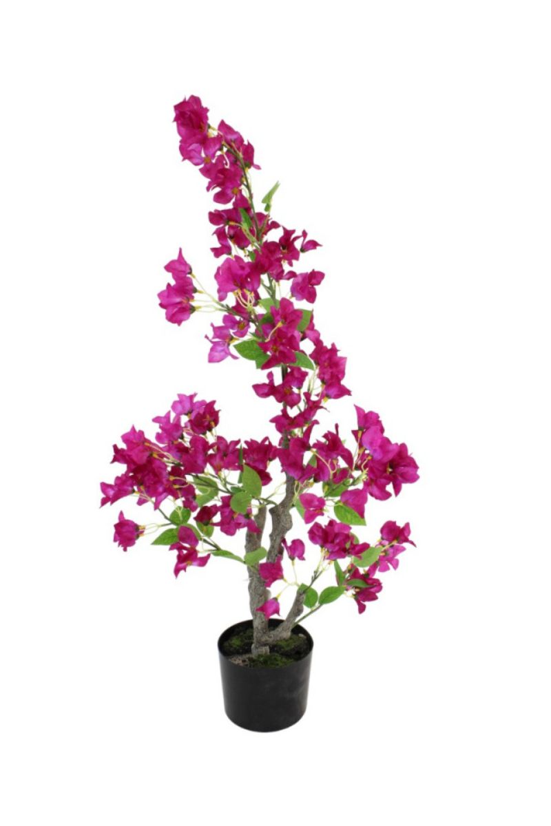 Faux Bougainvillea Tree Potted 38" Fuchsia