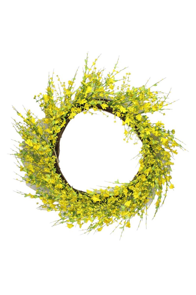 Faux Forsythia Wreath 30" Natural Yellow