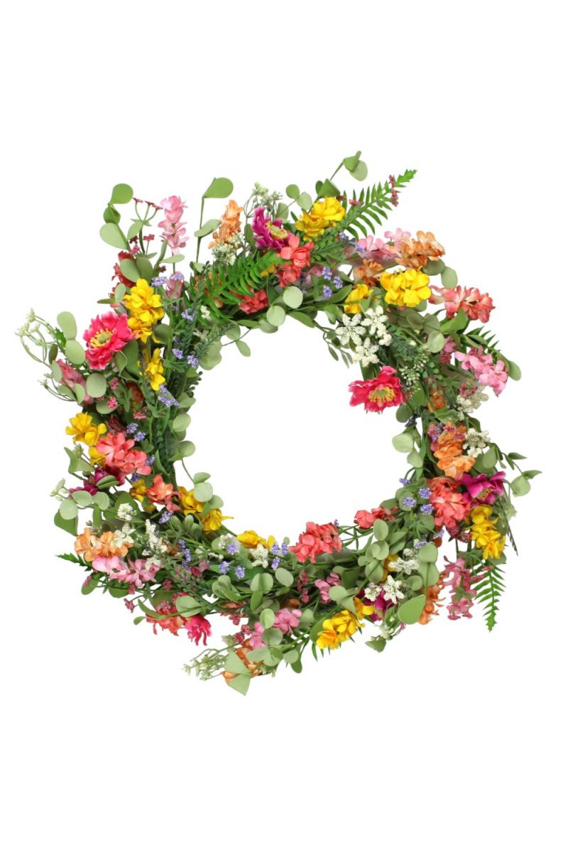 Faux Mix Flower Wreath 24" Multi