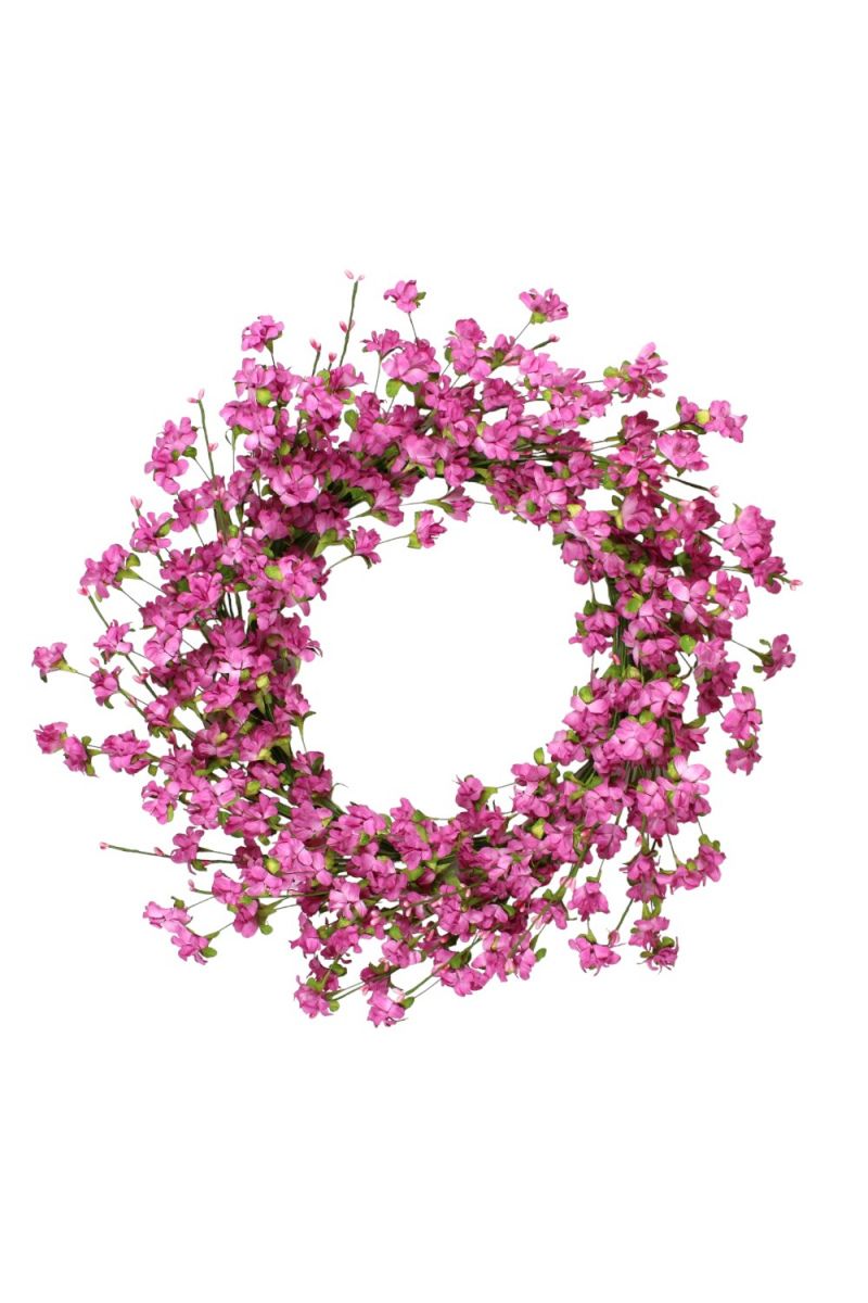 Faux Spring Blossom Wreath 24" Lavender