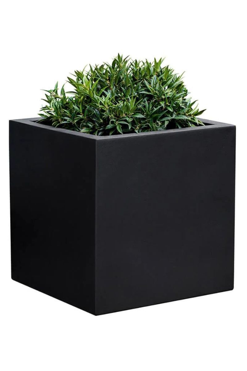 Campania Farnley Square Planter 24" Onyx Black Lite