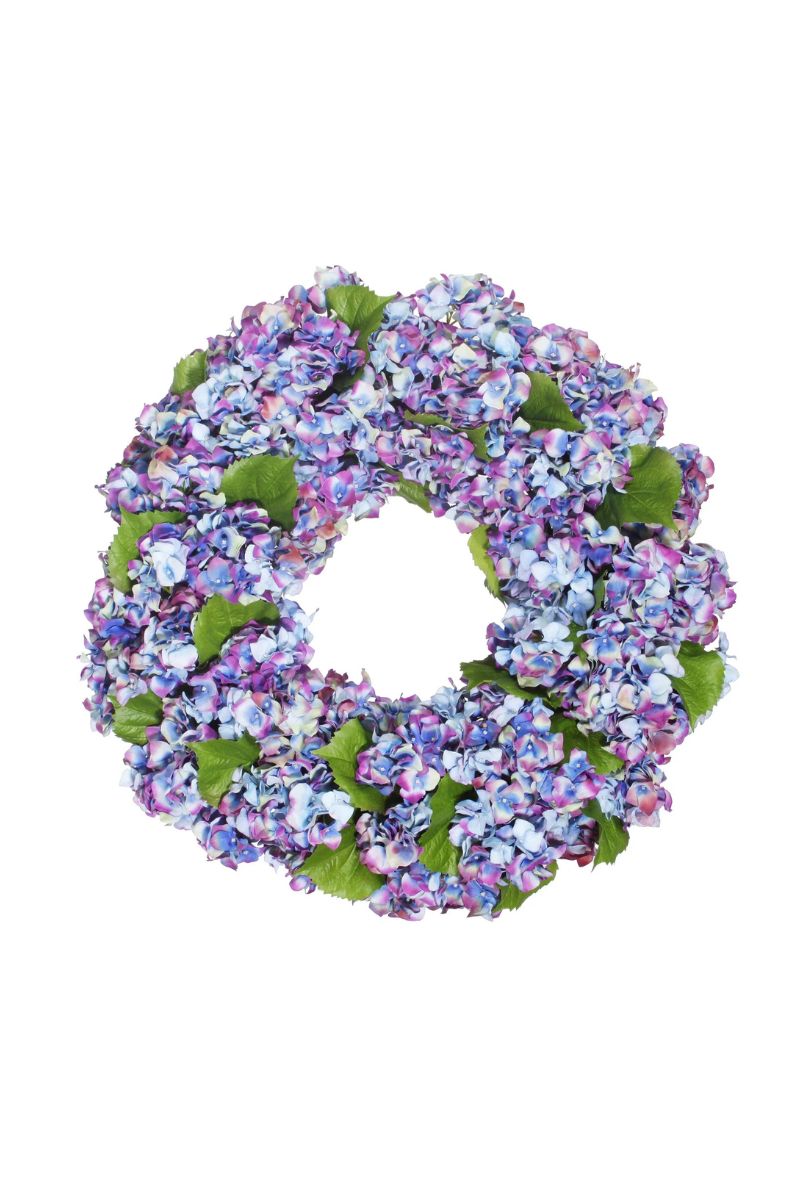 Faux Hydrangea Wreath 24" Blue