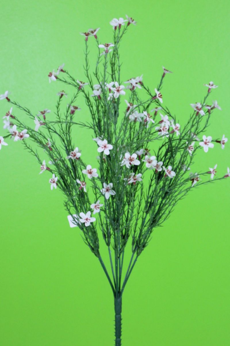 Faux Wax Flower Bush X9 19" Cream