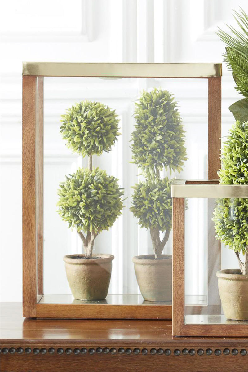 Wood & Glass Rectangular Lantern 18"