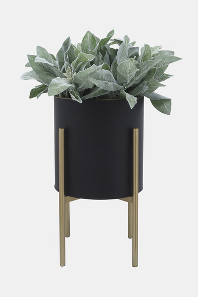 Planter On Metal Stand | Black/Gold | Small