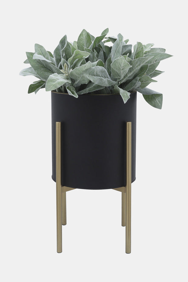 Planter On Metal Stand | Black/Gold | Small