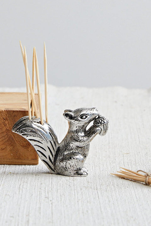 Pewter Squirrel Toothpick Holder