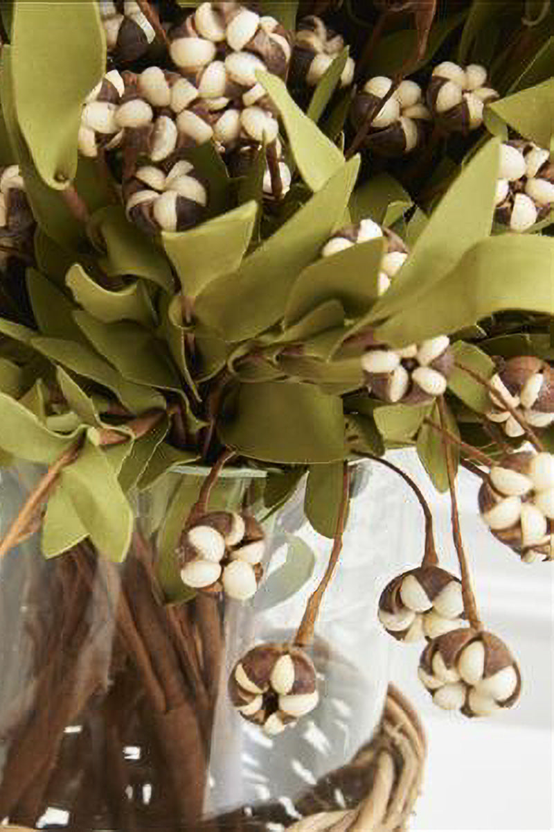 Faux Cream Bud Bush with Foliage 22"