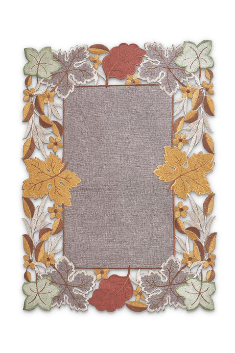 Placemat | Embroidered Cutout Fall Leaves