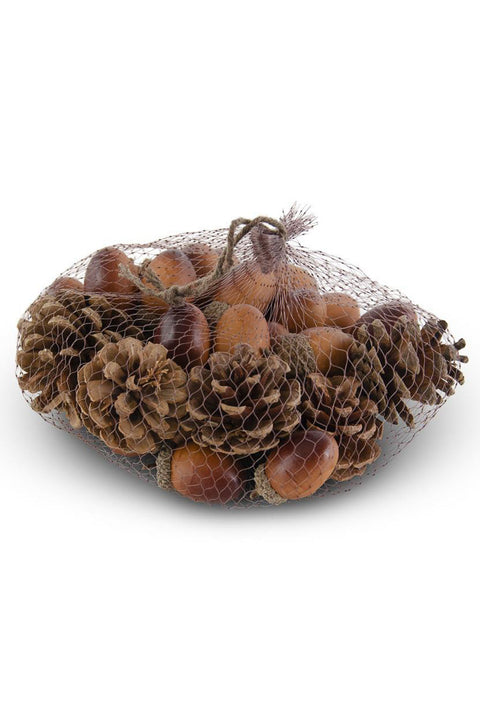 Assorted Light Brown Acorns & Pinecones | Bag Of 30