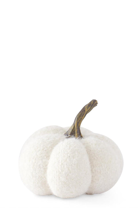 Fuzzy Knit 4.5" Pumpkin with Stem White