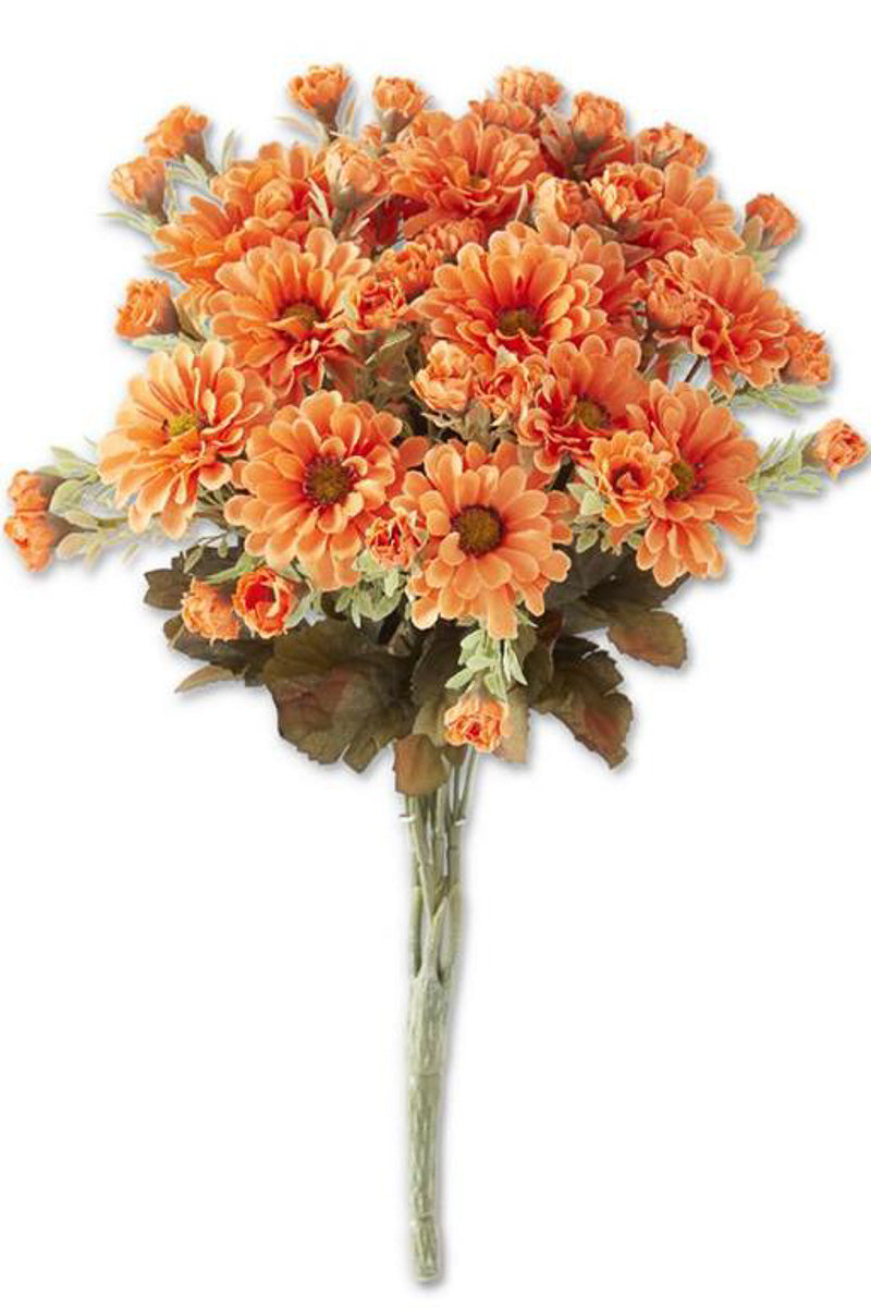 SILK BUSH MUM ORANGE 15"