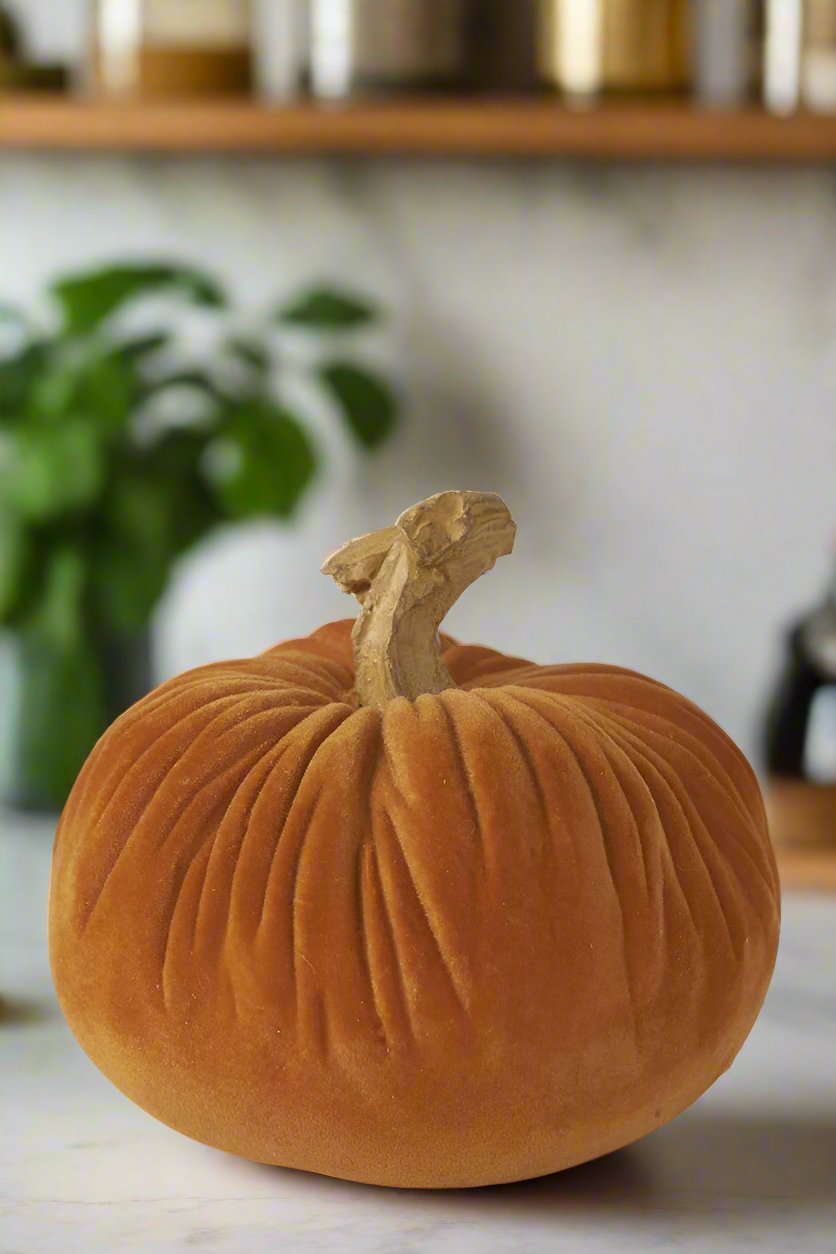 Orange Velvet Pumpkin 2.75"