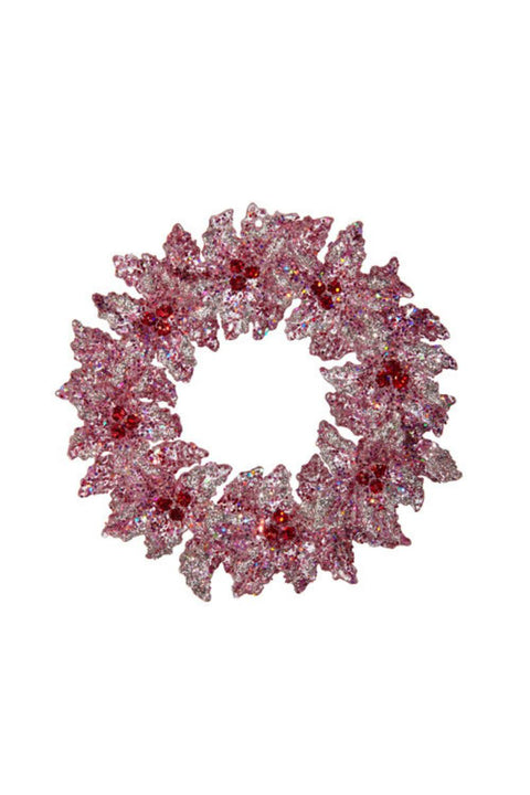 Blushing Glittered Wreath Ornament 5.25"