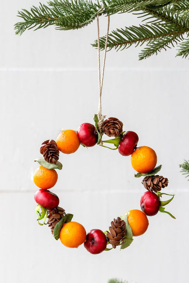 Rosehip and Kumquat Wreath Ornament