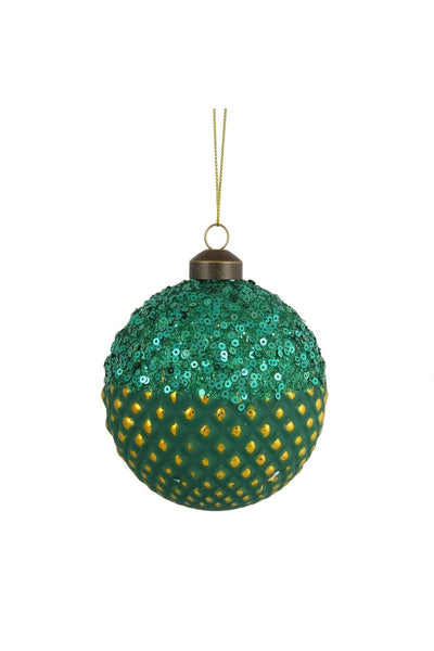 Hobnail Molded Ball 4" Green Gold