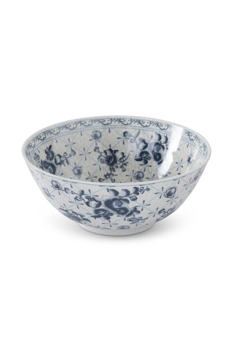 Ceramic Floral Bowl 13.75" Blue & White