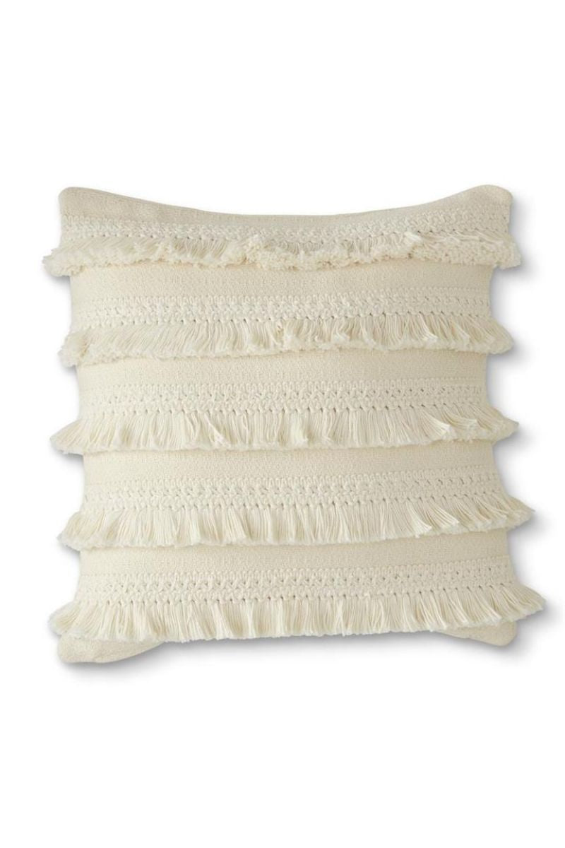 PILLOW SQ WH/5 LAYERS FRNG 18"