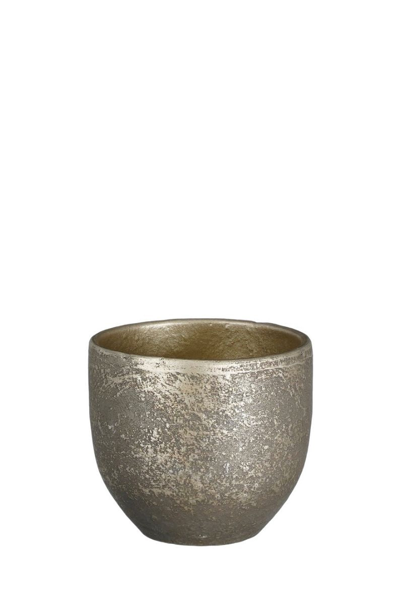 Alfresco Carrie Rustic Round Planter 7.75" Black