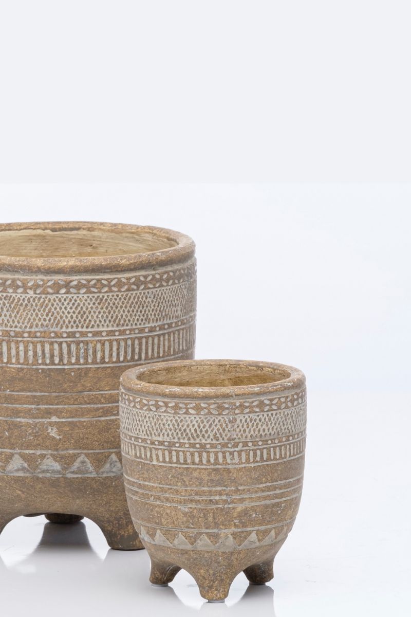 Alfresco Mayan Round Footed Petits Pot 4.25"