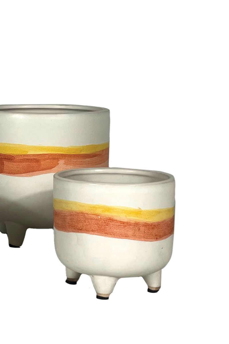 Alfresco Penelata Footed Planter 5.25" White Orange