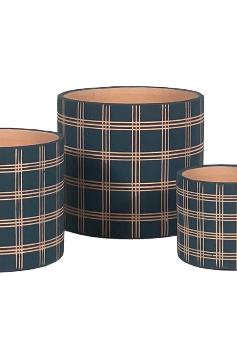 Alfresco Town Plaid Petits Pot 6.75"