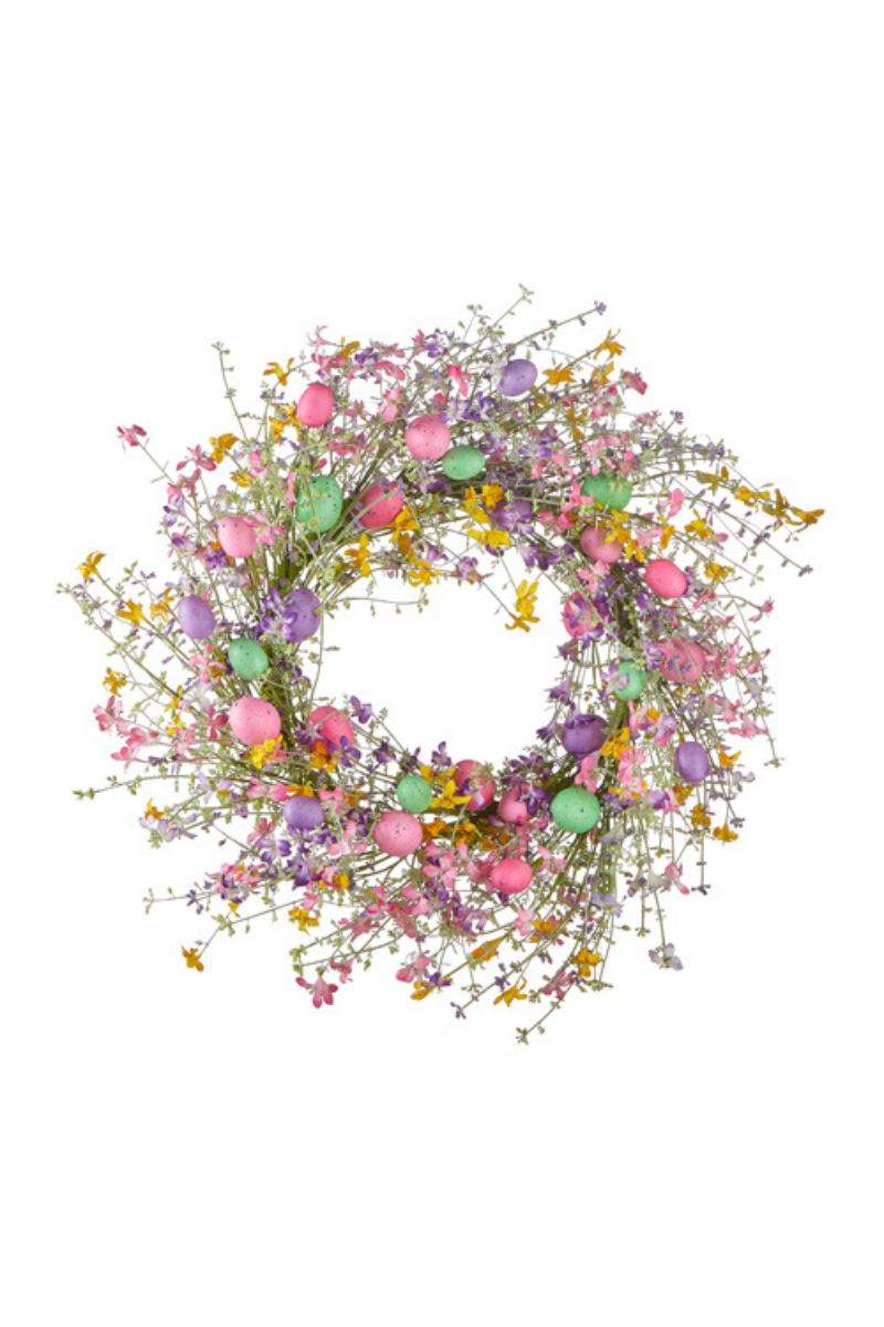 Wildflower and Pastel Egg Wreath 26"