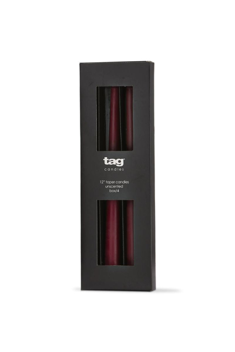 Color Studio Taper Candle 12" Wine Set of 4