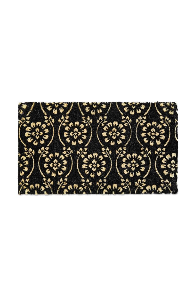 Floral Vine Coir Mat 30"x 17" Black