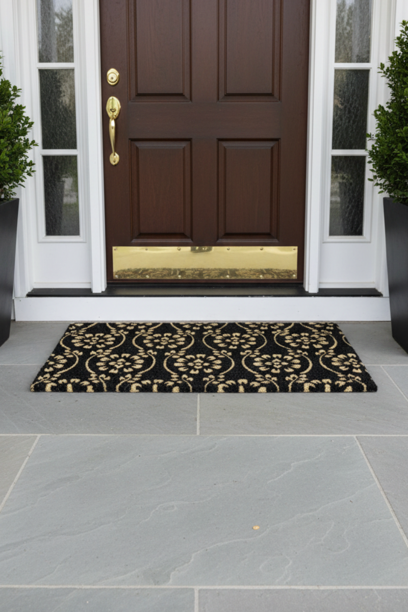 Floral Vine Coir Mat 30"x 17" Black