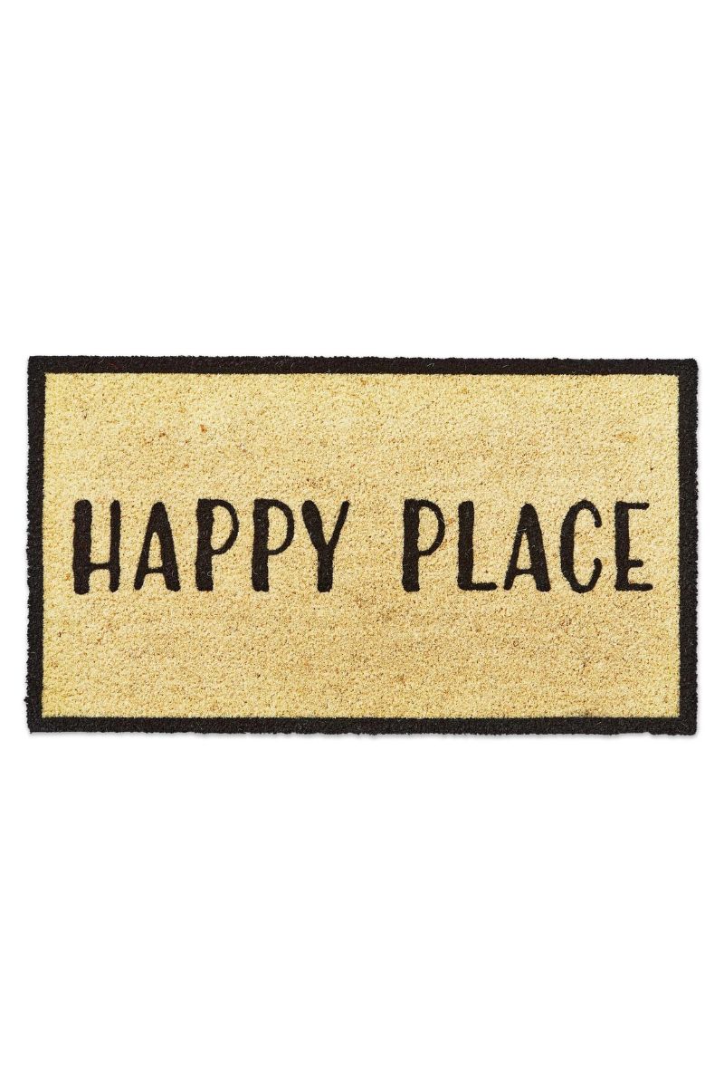 Happy Place PVC Backed Coir Doormat 30"x 17" Black