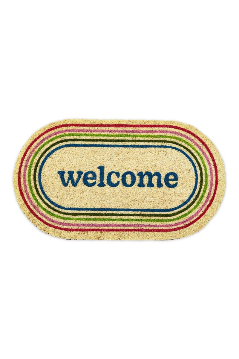 Welcome Shaped PVC Coir Mat 30"x 17" Multi