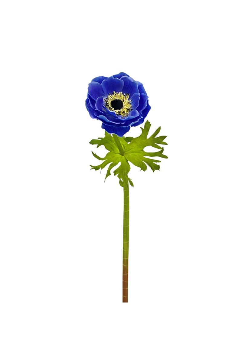 Faux Anemone Stem 17.5" Blue Purple