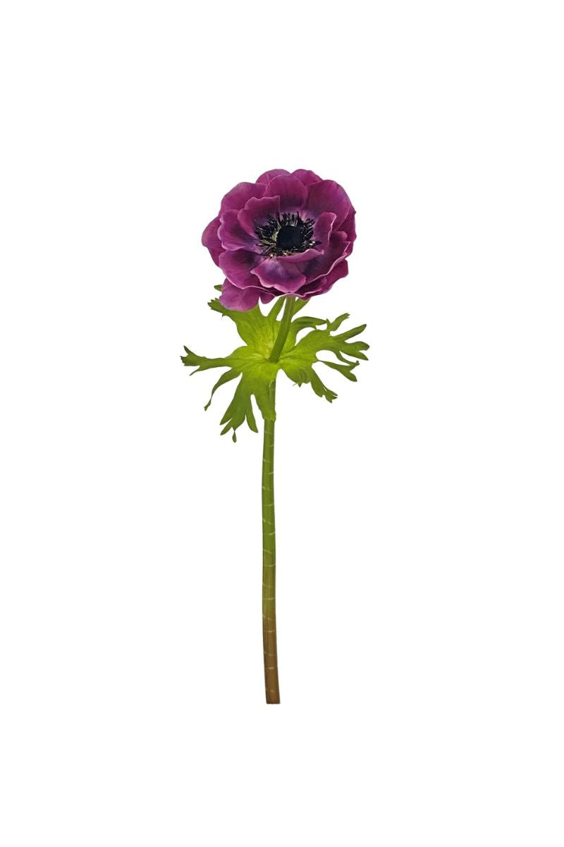 Faux Anemone Stem 17.5" French Purple