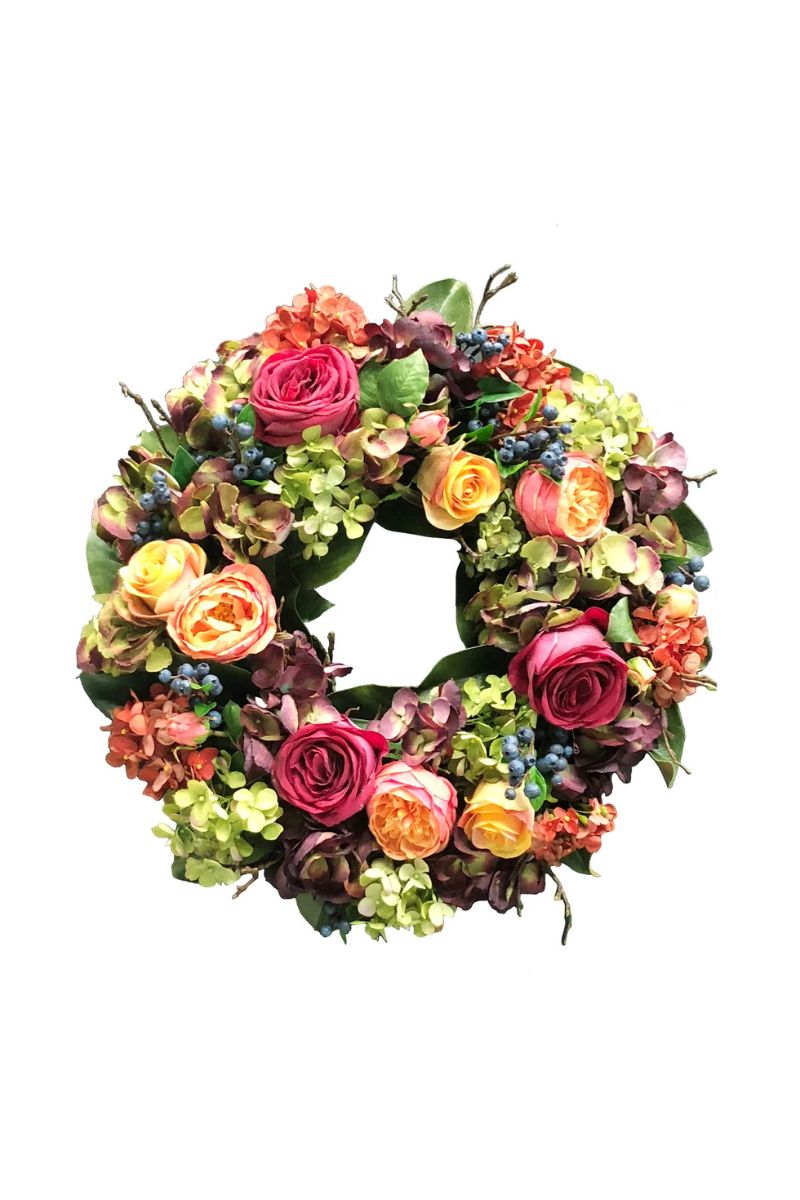 Winward Faux Hydrangea Rose Wreath 22"