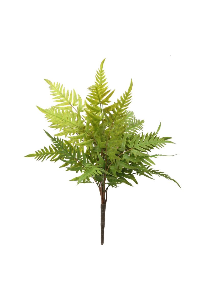 Faux Wood Fern Bush X7 16" Green