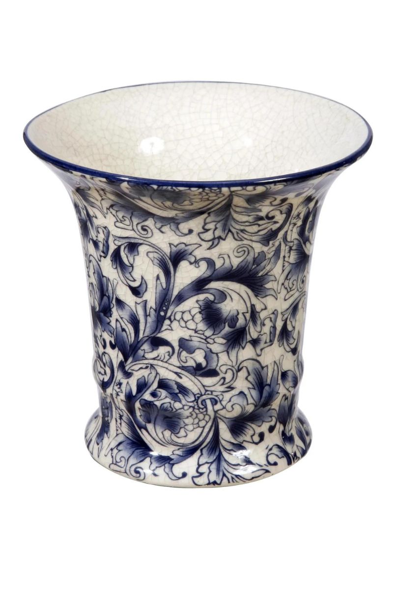 Hampton Flared Vase 5"x 5" Blue White