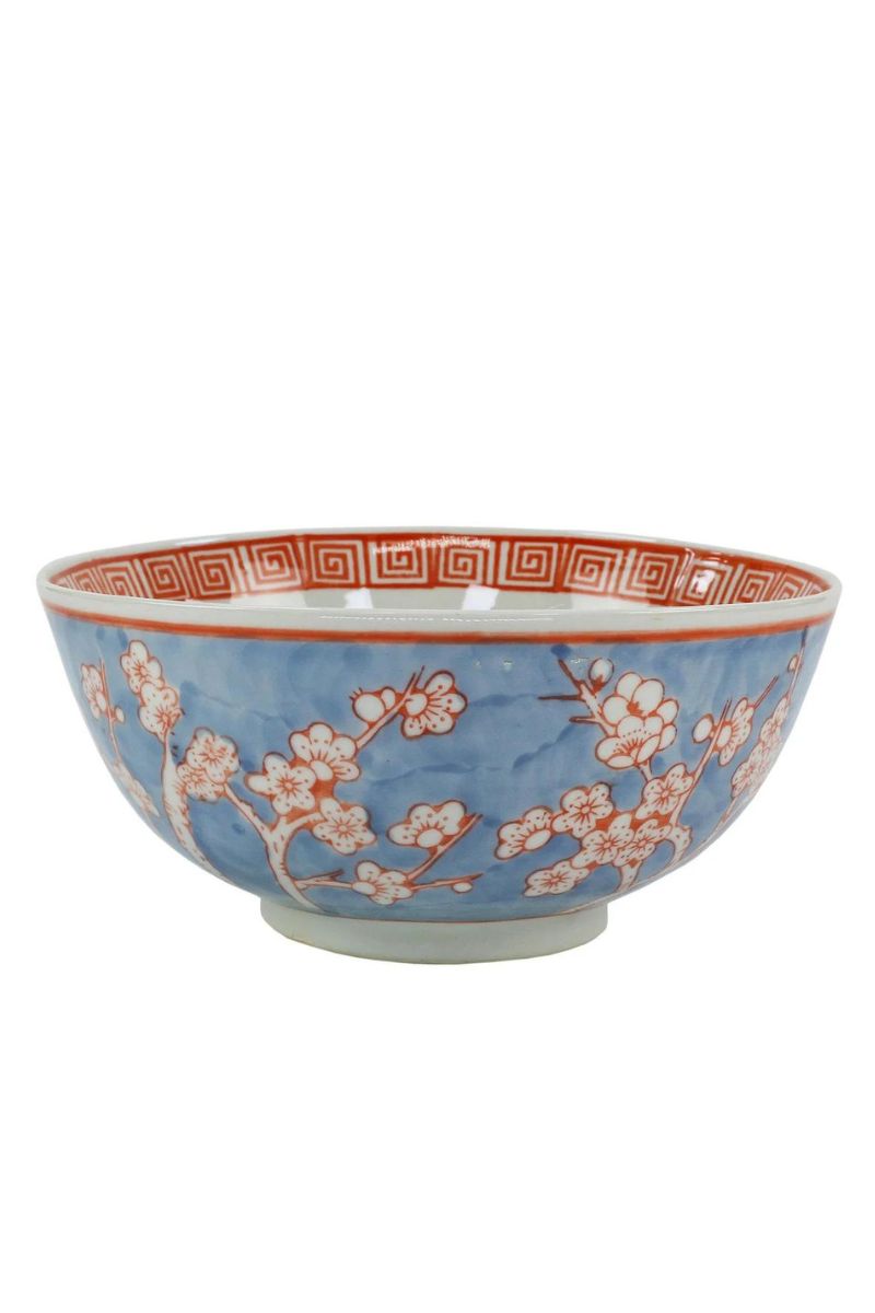 Plum Blossom Planter Bowl 9.25"x9.25" Grey & Blue