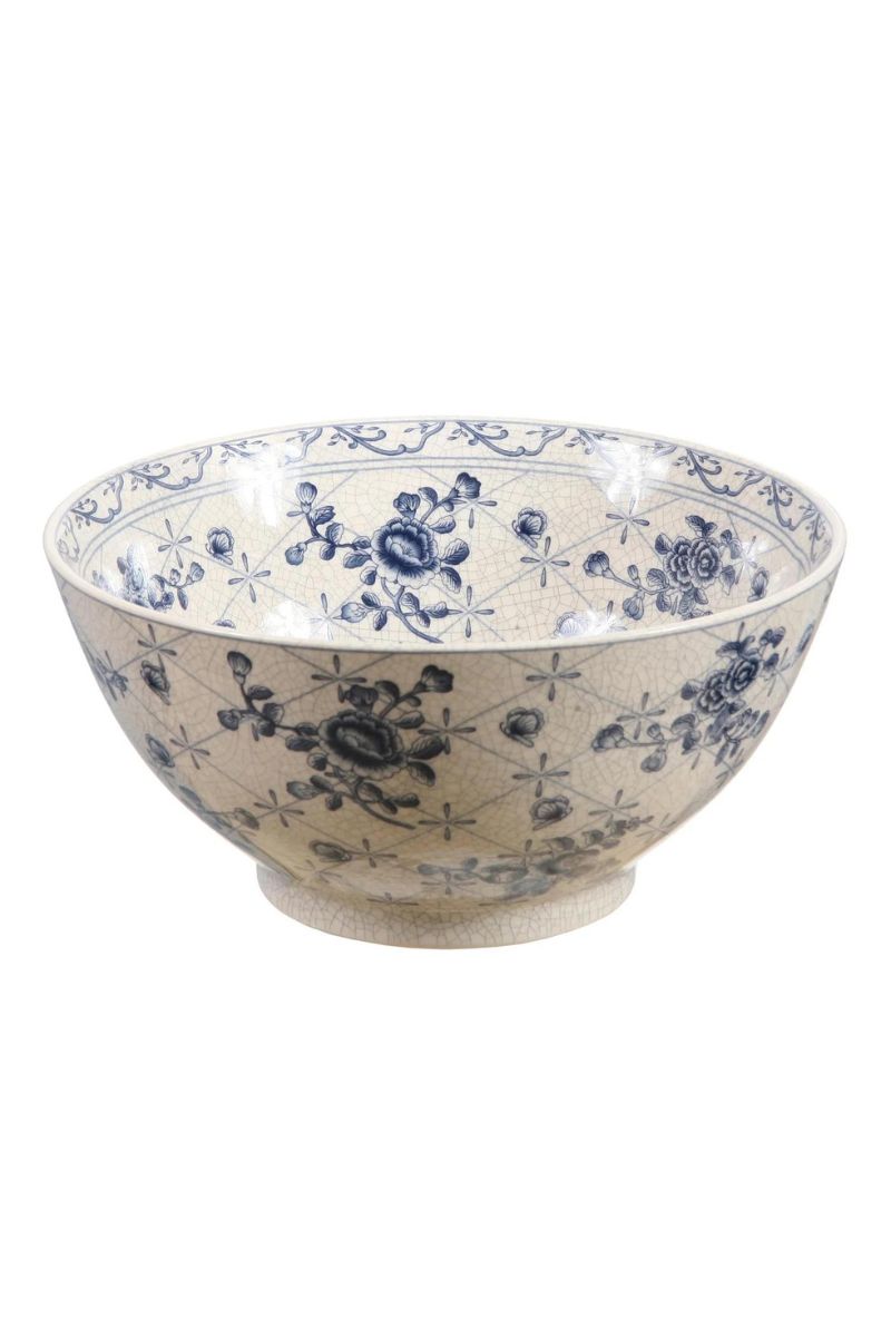 Rose Trellis Bowl 10"x 5" Blue White