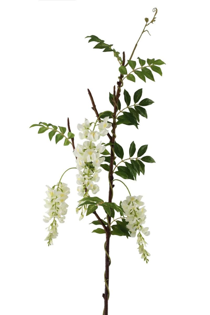 Faux Wisteria Stem 47" White