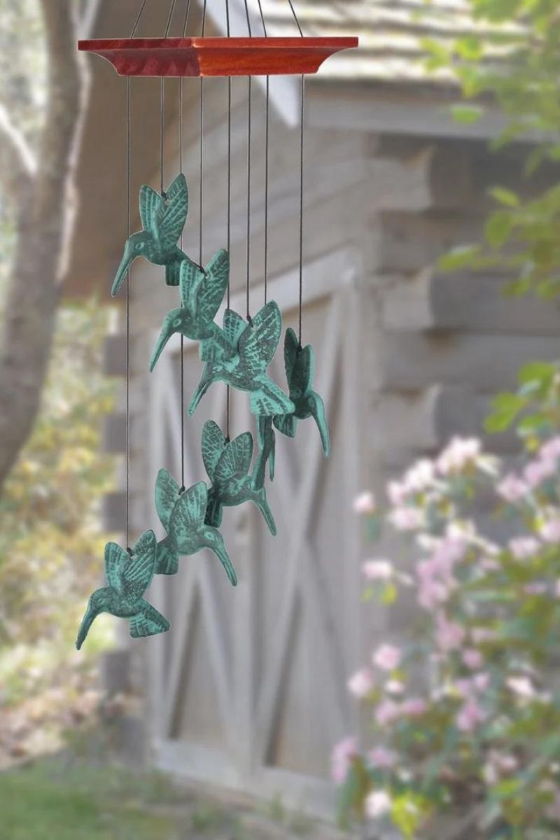 Woodstock Chimes Habitats Hummingbird Spiral Verdigris