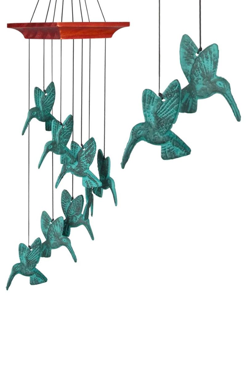 Woodstock Chimes Habitats Hummingbird Spiral Verdigris