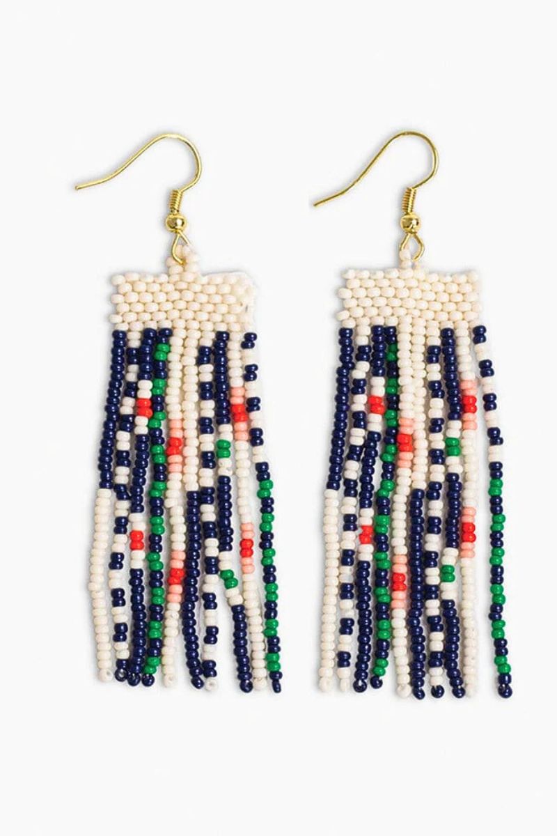 Ink + Alloy Adaline Mixed Patterns Beaded Fringe Earrings St. Tropez