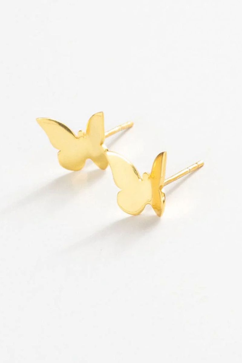 Ink + Alloy Alice Butterfly Post Earrings Brass