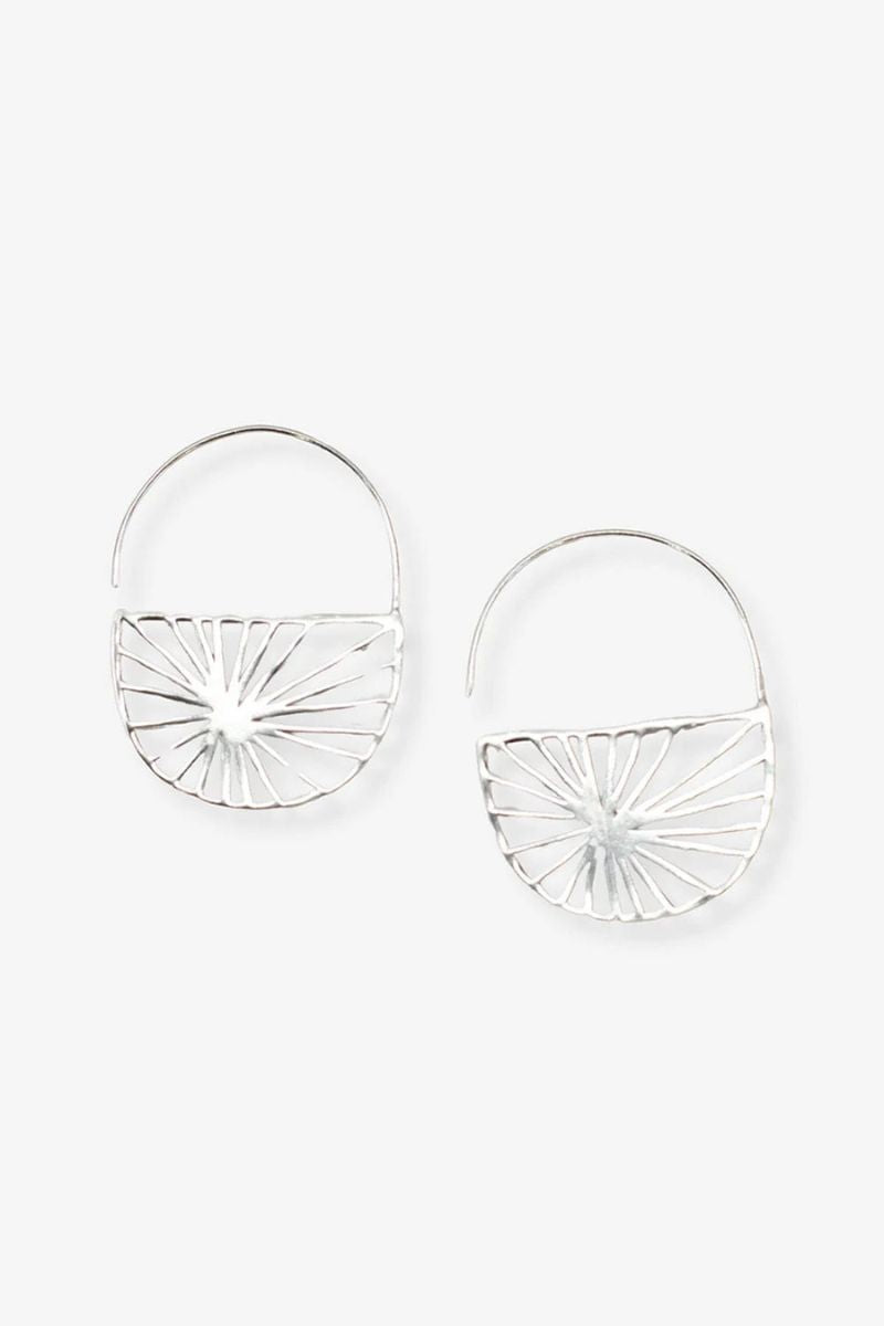 Ink + Alloy Maggie Sunburst Hoop Earrings Silver