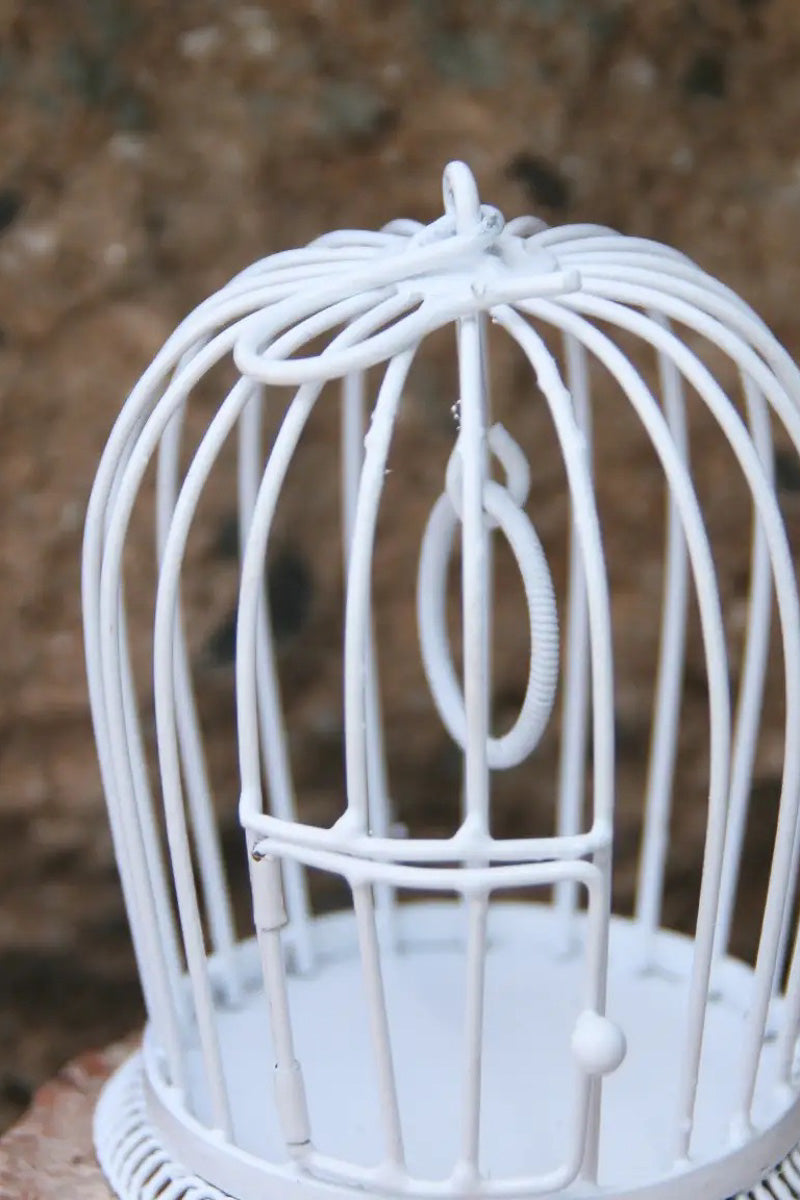 Miniature Garden Hanging Bird Cage White