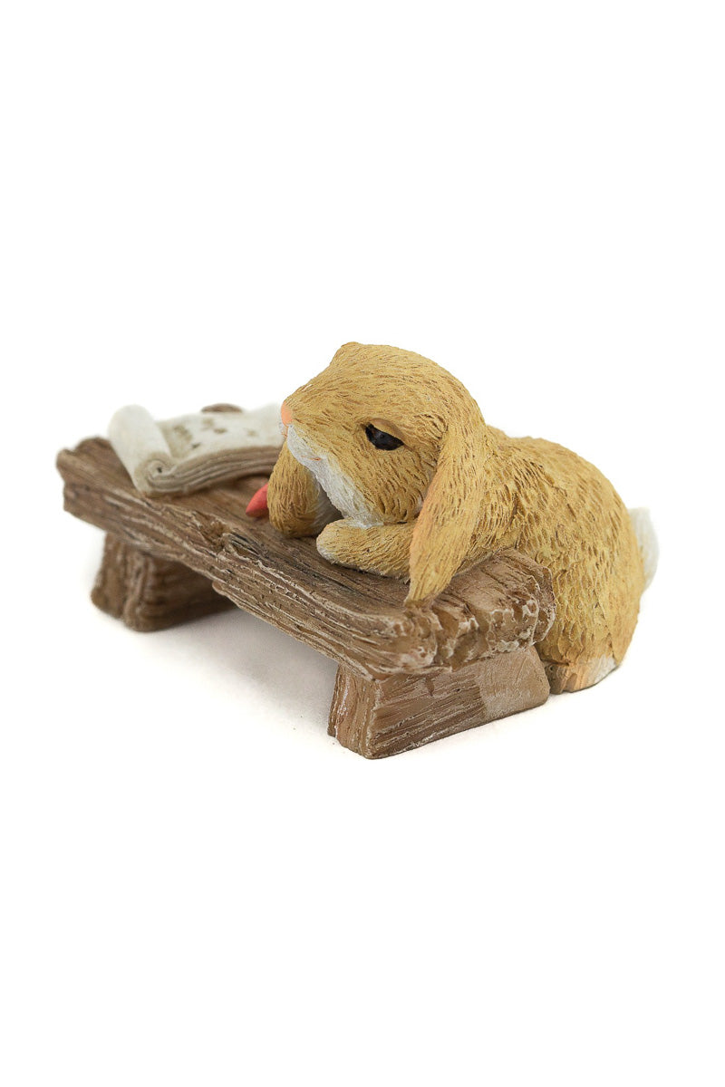 Miniature Garden Bunny Day Dreaming On Bench