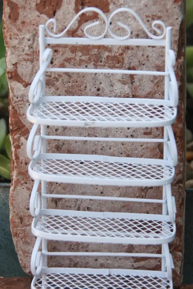 Miniature Garden Wire 4 Layer Shelf White 6.3"