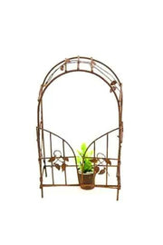 Mini Rusty Garden Arch with Doors and Leaf Vines 4" x 6.5"